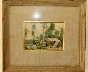 TRÈS RARE AQUARELLE D’UN CAMPEMENT INDIEN PEINTE PAR JC FRANCHÈRE (5X7)